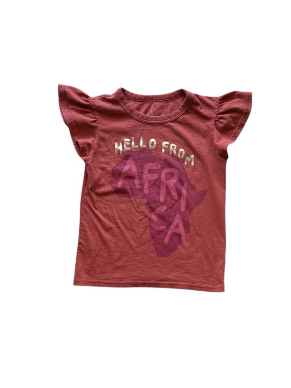 Kids 'Hello From Africa' Flutter Sleeve Tee size S